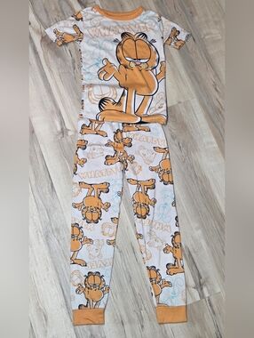 Garfield Kids Pajama Set - Orange & White Size 8Y (fits 6/7Y Imo)